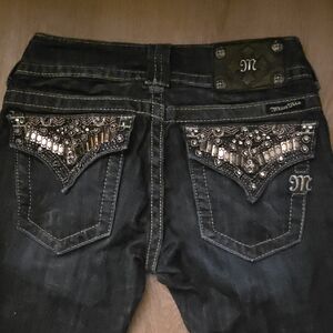 Miss Me Dark Black Bootcut Jeans with Embellished Back Pockets